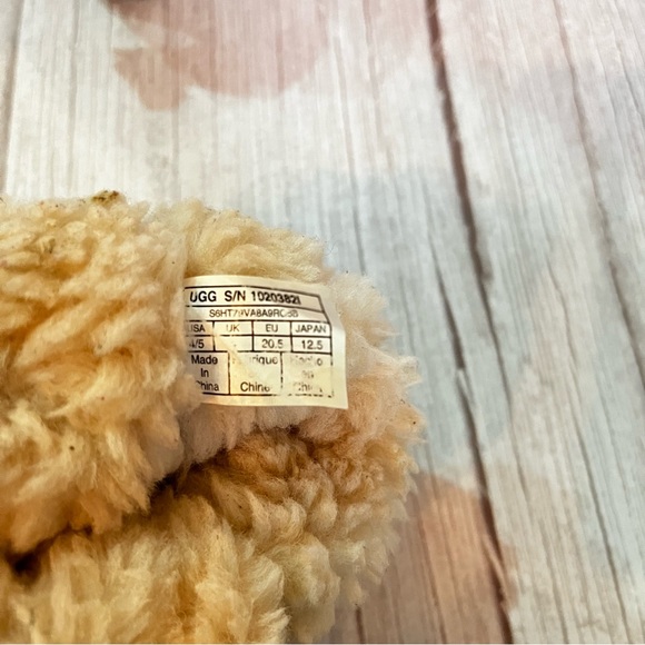 Infant Baby UGG Leather Boots Size 4/5 Chestnut Brown With Pink Bow Cozy Warm - Picture 3 of 14